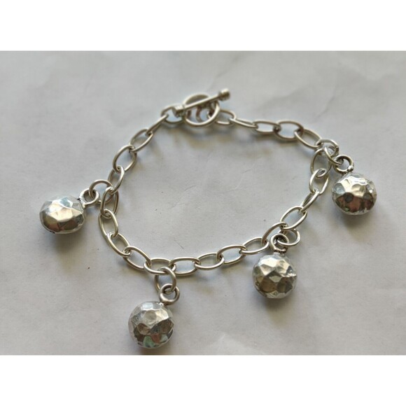 Bracelet Lot Of 5 Pieces Silver Tone Beaded Charms Chain Butterfly - Picture 5 of 8